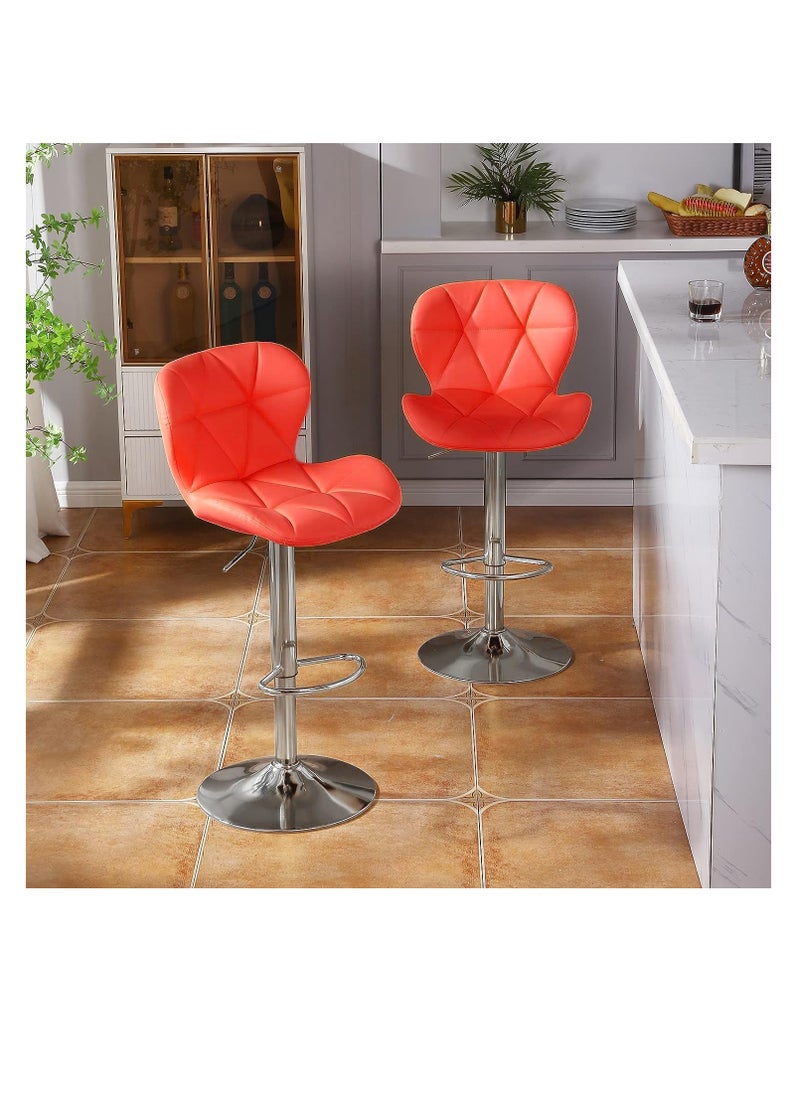 CityRiya-Long - Bar Stools Height Adjustable Dining Table Kitchen Dining Table PU Leather Barstool with Back and Footrest Counter Height Bar Chairs Swivel High Chair for Kitchen and Dining (Red, 1) - Image 1