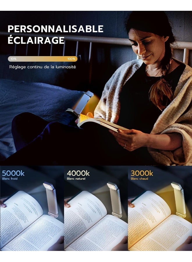 Reading Light Rechargeable Book Light For Reading In Bed Ultralight Clip-On Led Bookmark Lamp With 3 Amber Colors And Stepless Dimming For Night Reading For Book Lovers Kids Blue  - Image 5