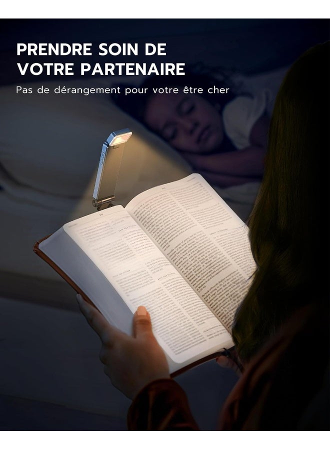 Reading Light Rechargeable Book Light For Reading In Bed Ultralight Clip-On Led Bookmark Lamp With 3 Amber Colors And Stepless Dimming For Night Reading For Book Lovers Kids Blue  - Image 1