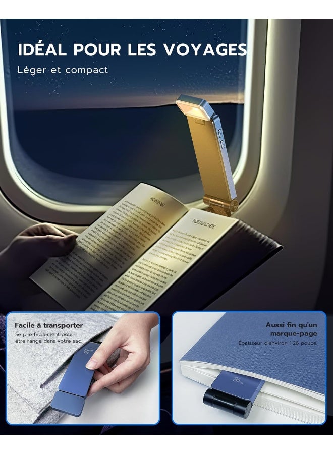 Reading Light Rechargeable Book Light For Reading In Bed Ultralight Clip-On Led Bookmark Lamp With 3 Amber Colors And Stepless Dimming For Night Reading For Book Lovers Kids Blue  - Image 4