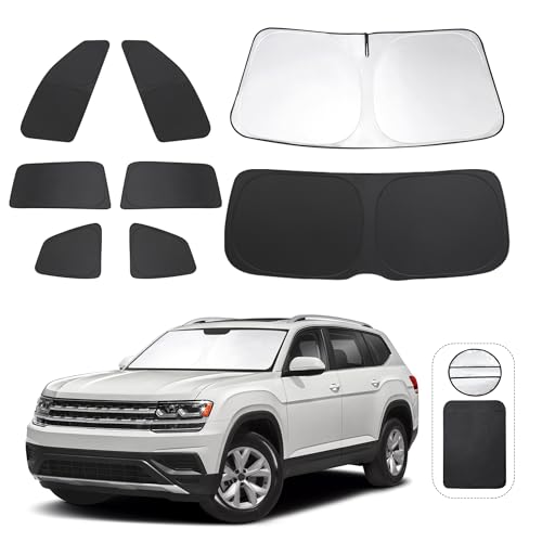 TINGLU Window Shades for Volkswagen VW Atlas 2018-2025 2026 Accessories Car Side Full Windows Rear Triangular Windshield Sun Shade Sun UV Rays Privacy Protection for Camping,Napping,and Relaxing 8PCS - Image 1