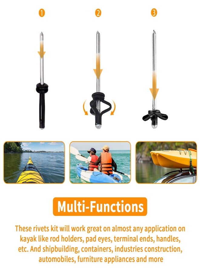 CLIO 50 مجموعة من مسامير تثبيت ثلاثية القبضة بطول 3/16" مع حلقات مطاطية مقاومة للماء لتثبيت قوارب الكاياك والزوارق والإكسسوارات الأخرى في المياه العميقة - Image 3