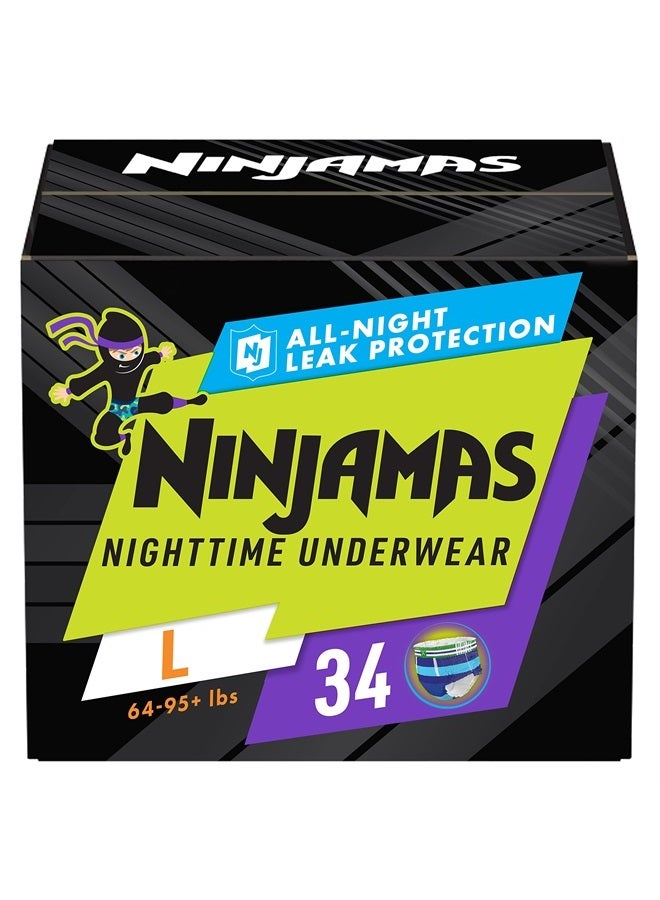 Pampers Ninjamas Nighttime Bedwetting Underwear Boys - Size L (64-125 lbs), 34 Count  - Image 1