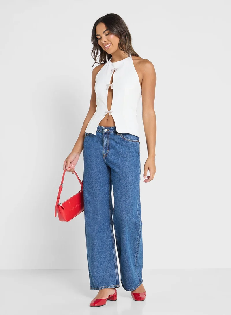 Ginger  Halter Neck Top With Diamante Bow Detail for Women | Best Price UAE