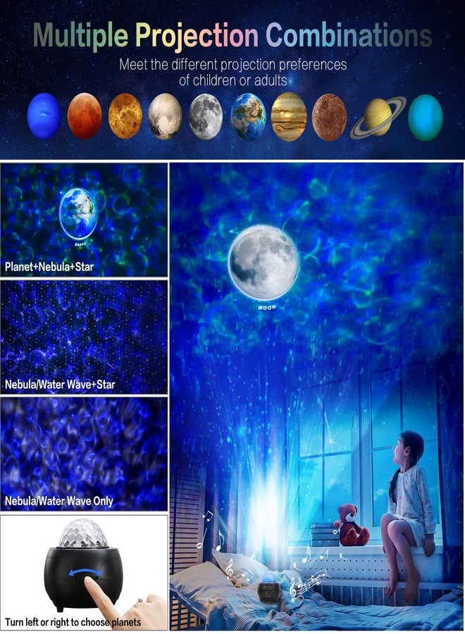 RCMo Galaxy Projector, Star Projector for Bedroom, Planet Night Lights Projector with Remote & Bluetooth Music Speaker, Multiple Solar System Projector for Kids, Space Lights for Ceiling Decor - Image 3