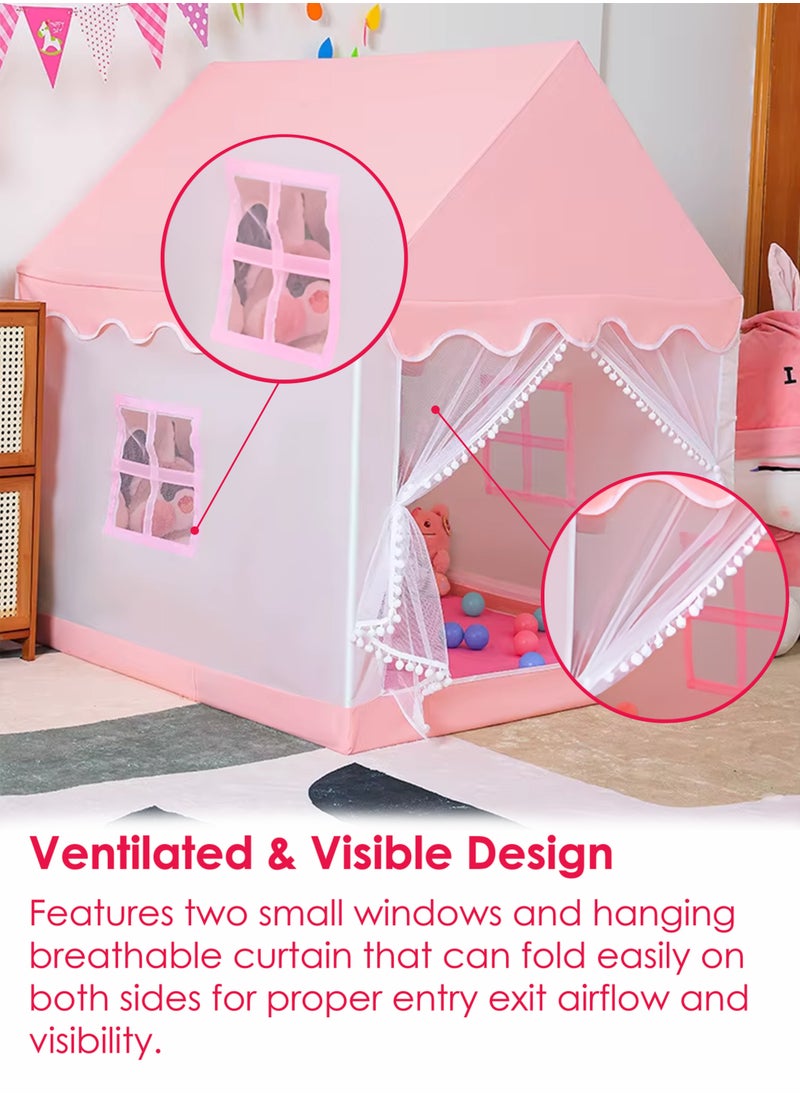 Toshionics Kids Play Tent Prince and Princess Castle Playhouse Theme Design Indoor and Outdoor Kids Playhouse Baby Toddlers Play Tent Easy to Set Up Washable Foldable Portable Activity Play Pen Reading Corner Activity Center Toys for Girls and Boys Suitable for Children Activities Birthday Party Decoration Vacation Beach Garden Camping  - Image 4
