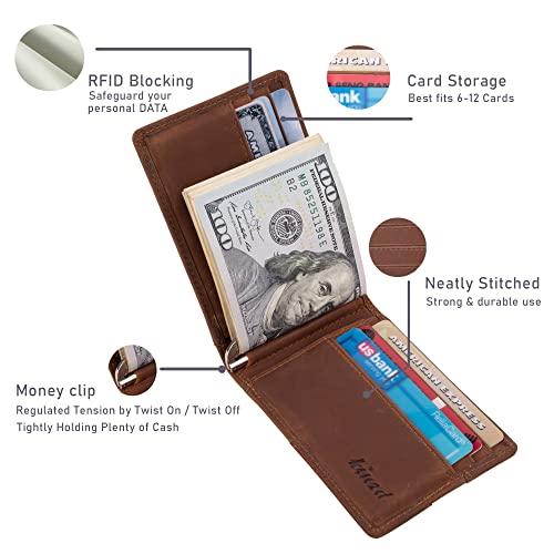 kinzd Slim Wallet with Money Clip RFID Blocking Minimalist Bifold Wallet for Men Genuine Leather Front Pocket Card Holder - Image 4