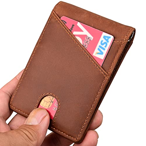 kinzd Slim Wallet with Money Clip RFID Blocking Minimalist Bifold Wallet for Men Genuine Leather Front Pocket Card Holder - Image 5