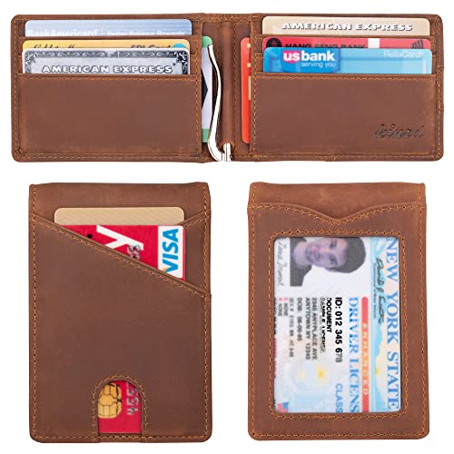 kinzd Slim Wallet with Money Clip RFID Blocking Minimalist Bifold Wallet for Men Genuine Leather Front Pocket Card Holder - Image 2
