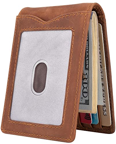 kinzd Slim Wallet with Money Clip RFID Blocking Minimalist Bifold Wallet for Men Genuine Leather Front Pocket Card Holder - Image 1
