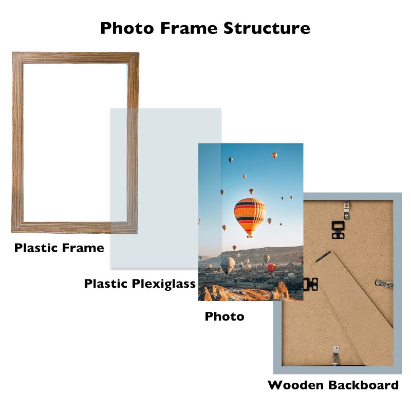 JCJMY 8.5x11 Picture Frame Rustic Brown for Wall Hanging or Tabletop, Wall Mounting Horizontally or Vertically, 8.5 x 11 Wall Gallery Poster Photo Frame with Durable Shatter Resistant Plexiglass, Rustic - Image 2