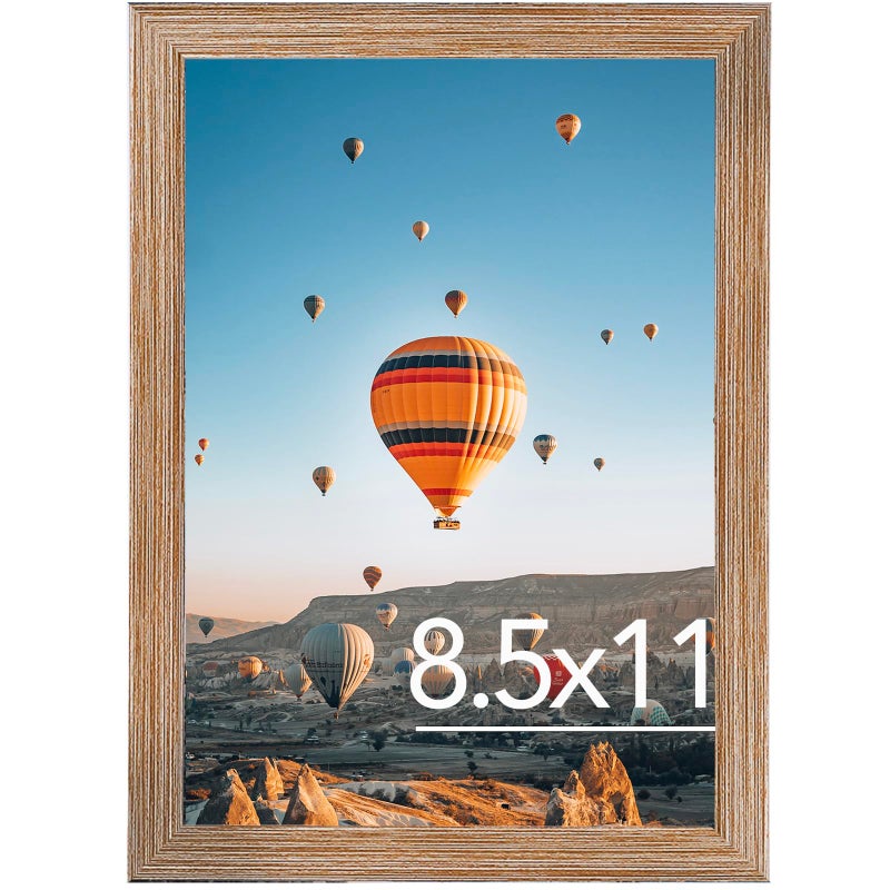 JCJMY 8.5x11 Picture Frame Rustic Brown for Wall Hanging or Tabletop, Wall Mounting Horizontally or Vertically, 8.5 x 11 Wall Gallery Poster Photo Frame with Durable Shatter Resistant Plexiglass, Rustic - Image 1