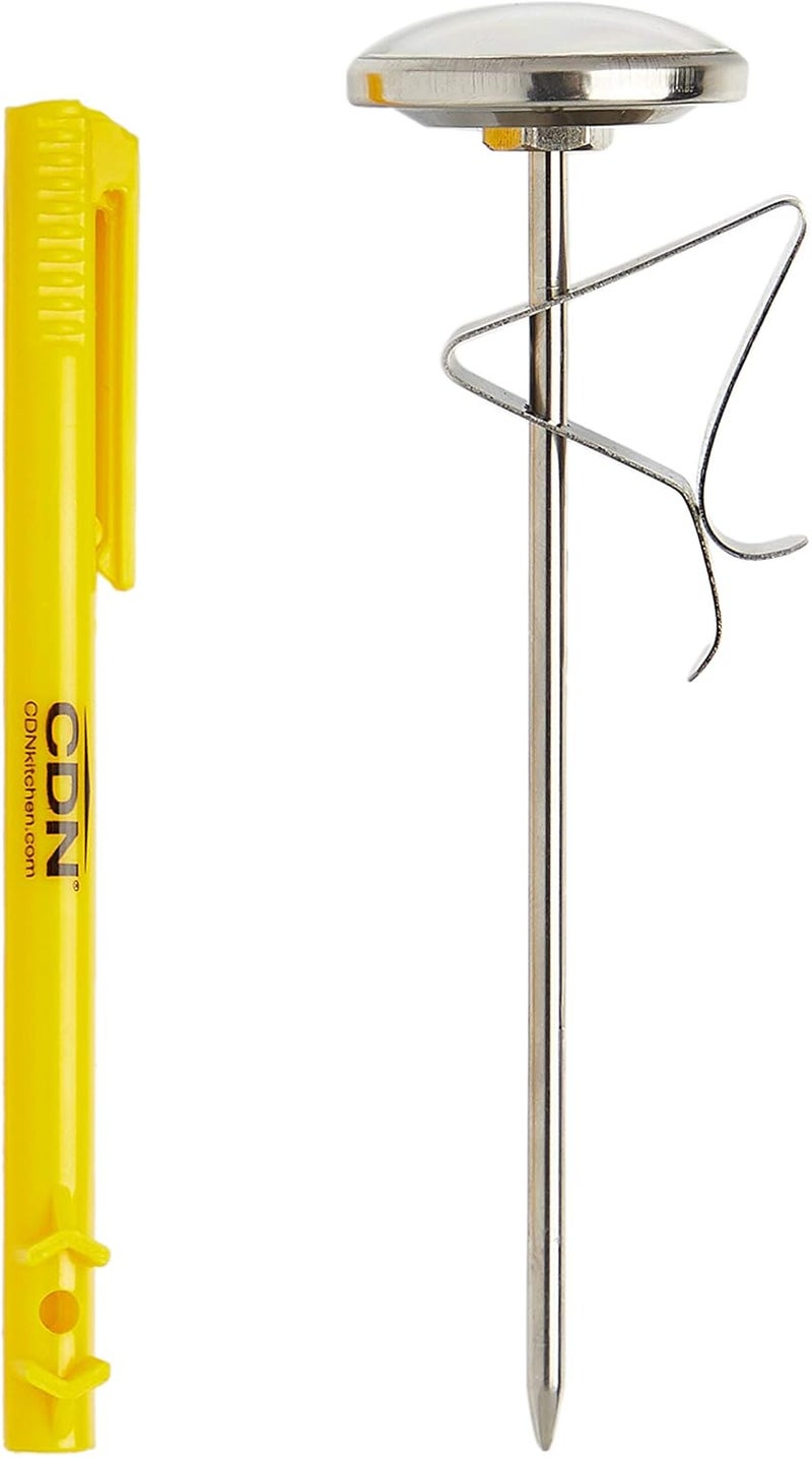 CDN ProAccurate® Instant Read Beverage Frothing Thermometer with Clip for Precise Temperature Measurement, 5" Stainless Steel Stem, Yellow Case (IRB220-F) - Image 2