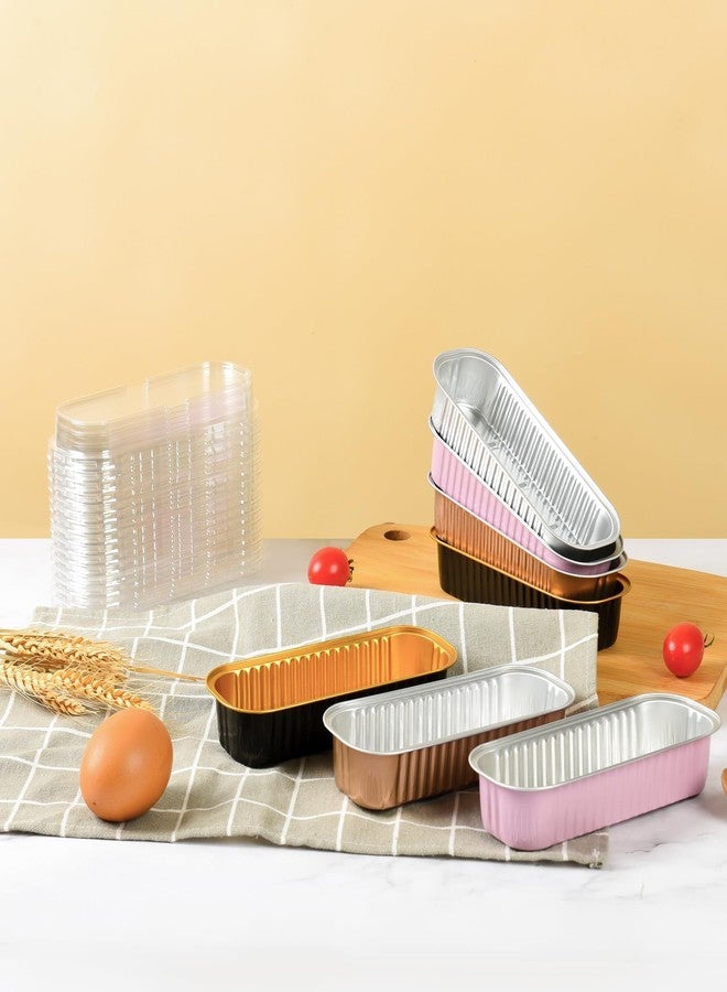 Findful Mini Loaf Baking Pans with Lids And Spoons (50 Pack, 6.8oz) Rectangle Aluminum Foil Baking Pans Tins Containers - Cupcake Containers Wrappers Cheesecake Creme Brulee Ramekins - Image 5