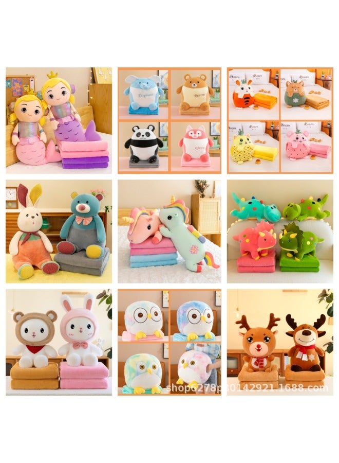 Pillow Blanket One-in-one Two-in-one Air Conditioning Quilt Dual-purpose Plush Doll Lunch Break Children's Toy Doll Batch-Specifications:Fox-Color:1  - Image 2