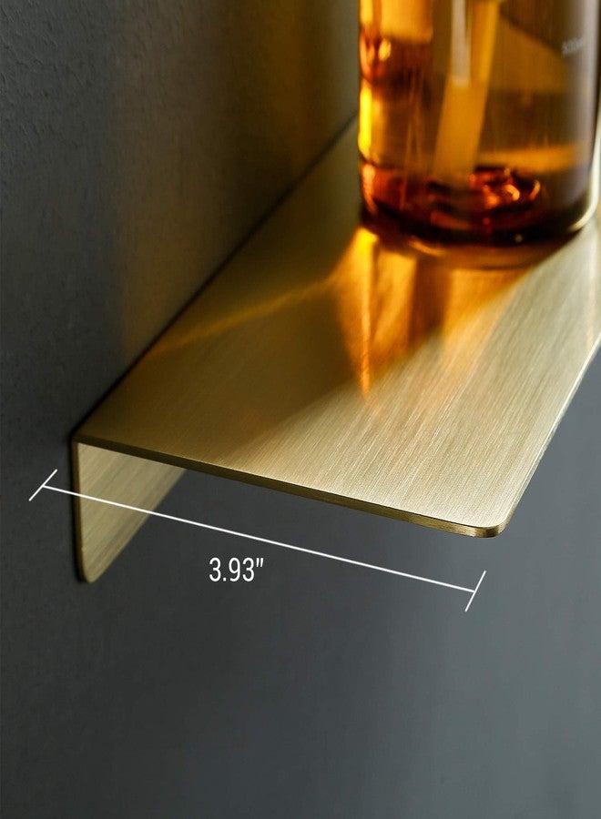 TRUSTMI Floating Shelf Wall Mounted Brushed Gold SUS304 Stainless Steel Storage Shelves for Bathroom Kitchen Bedroom Home Décor, (12 inch x 4 inch), Brushed Brass - Image 4