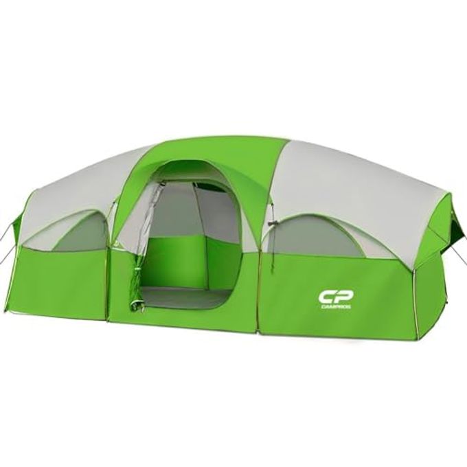 CAMPROS CP Tent 8 Person Camping Tents, Weather Resistant Family Tent, 5 Large Mesh Windows, Double Layer, Divided Curtain For Separated Room, Portable With Carry Bag Green - Image 4
