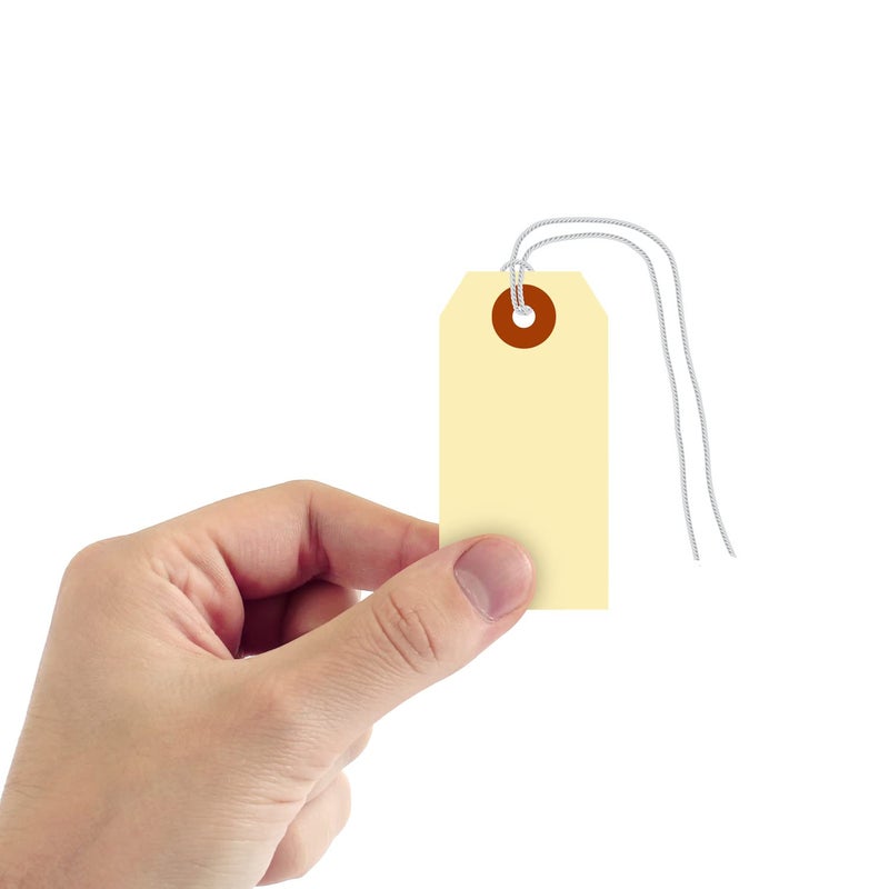 SmartSign Blank Shipping Tags with Pre-Attached Loop Strings, Size-1, Pack of 1000, 10pt Thick Manila Cardstock Tag, 1.375" x 2.75" Paper Hang Tags with Reinforced Fiber Patch - Image 2