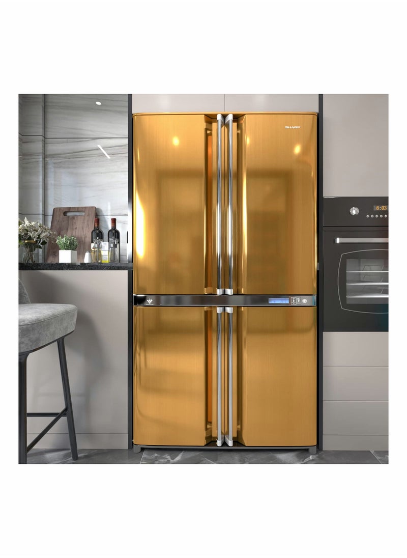 ورق حائط معدني ذهبي قابل للإزالة واللصق لتزيين الدواليب بمساحة 0.6x3م ، ذاتي اللصق مظهر من الفولاذ المقاوم للصدأ لزينة المنزل - Image 2