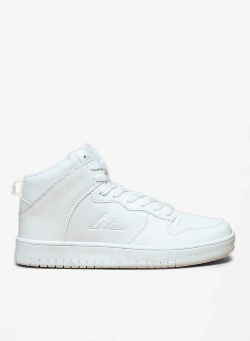 Women's Solid High Top Sneakers with Lace-Up Closure