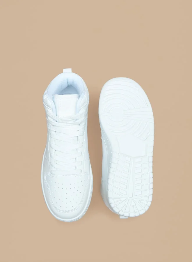 Oaklan by Shoexpress Women's Solid High Top Sneakers with Lace-Up Closure