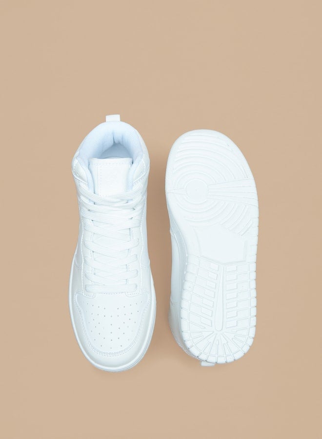 Oaklan by Shoexpress Women's Solid High Top Sneakers with Lace-Up Closure  - Image 4