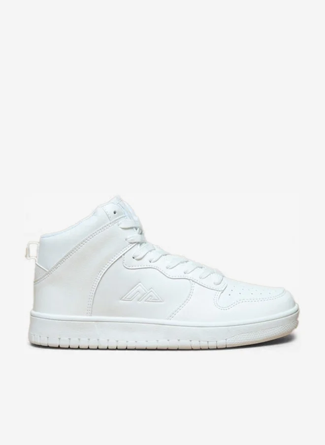 Women's Solid High Top Sneakers with Lace-Up Closure