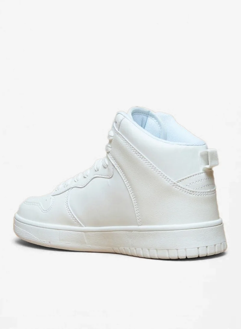 Oaklan by Shoexpress WHITE Women's Solid High Top Sneakers with Lace-Up Closure for Women | Best Price UAE