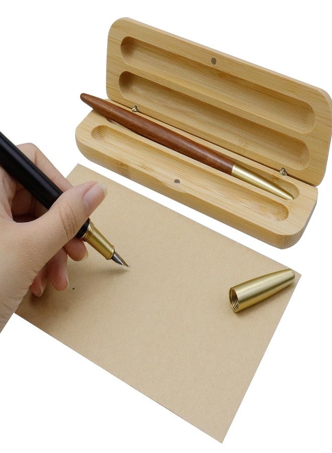 FarBoat 2 Slots Wooden Fountain Pen Collector Organizer Handmade Clamshell Pen Case Storage Gift Box for Pen - Image 5