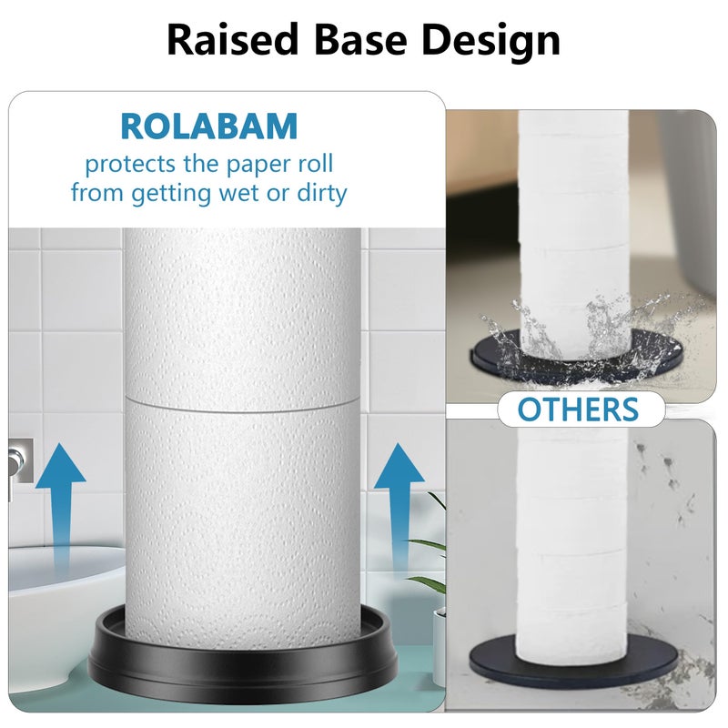 ROLABAM Toilet Paper Holder Stand with Reserve Function  Free Standing Toilet Paper Holder for Bathroom  Space Toilet 4 Rolls Toilet Paper Storage 22.5"" Height (2 Pack  Matte Black) - Image 3