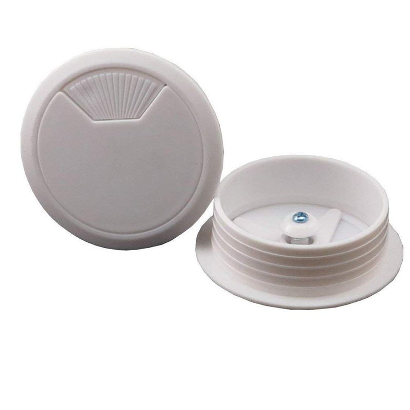 lasenersm 6 Pcs 2 Inch Plastic Desk Cord Cable Hole Cover Grommet Computer Cable Hole Cover Plug Cap White - Image 2
