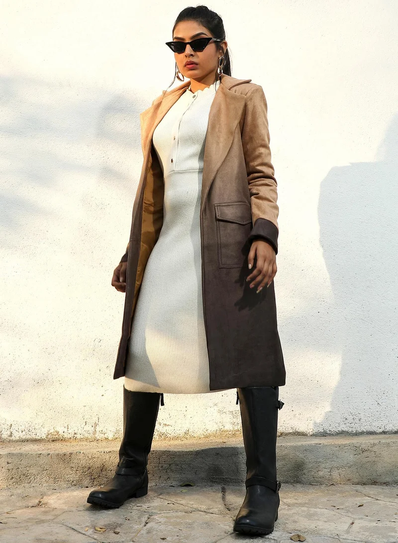 كامبوس سوترا معطف طويل نسائي من كامبس سوترا بلون متدرج وجيب بقلاب