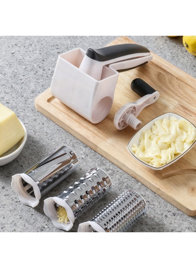 عام **مبشرة جبن دوارة متعددة الوظائف مع 3 رؤوس بديلة - مبشرة يدوية للتقطيع والتفريز لتحضير الجبن في المطبخ** - Image 1