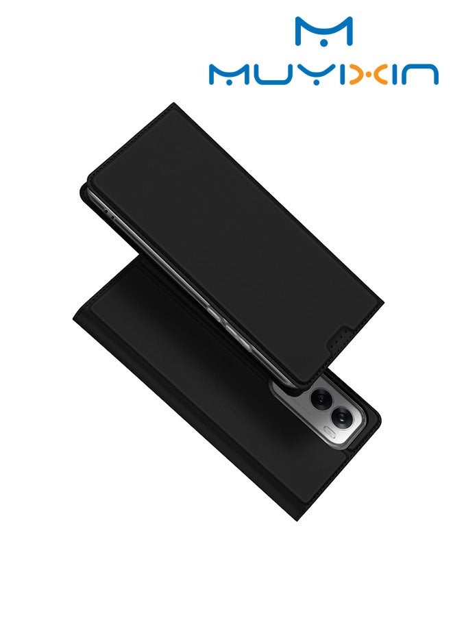 Muyixin حافظة واقية لهاتف أوبو رينو12، غطاء جلد PU، حافظة flip جلدية سوداء - Image 1