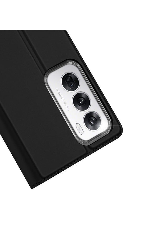 Muyixin حافظة واقية لهاتف أوبو رينو12، غطاء جلد PU، حافظة flip جلدية سوداء - Image 2