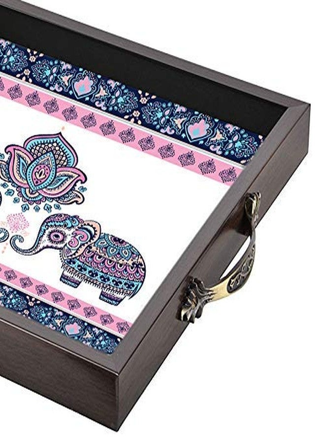Techbite Design Wooden Serving Tray Can be Used in Any Occasion of Family Single Piece in Black & Brown Colour with 3 Size 11 * 11 Inches - Image 3