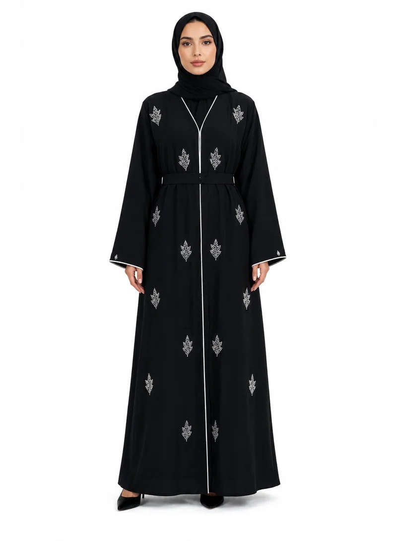 Reem Abayas All Over Embellished Abaya with Matching Sheila
