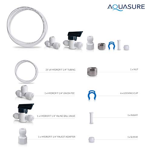 Aquasure Ice Maker Water Line Kit with Shut-Off Valve, 25’ Food Grade 1/4" Tubing, Quick Connect Fittings, Secure Locking Clips, Leak Free Design, US Customer Support, 1 Year Warranty - Image 3