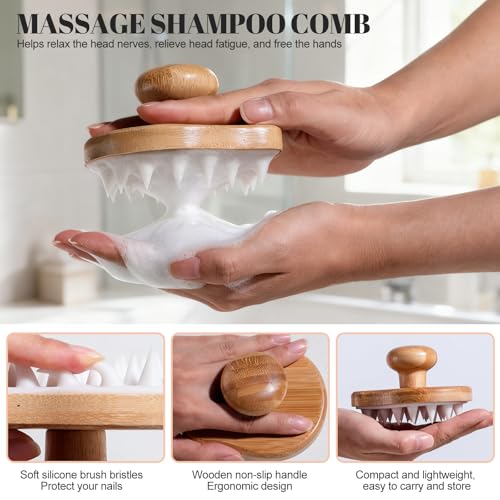 NVTED Bath Tools Set, 5 PCS Loofah Washcloth Combo 2-in-1, Suction Cup Bath Ball，Silicone Body Bath Brush with Waterproof Cosmetic Bag, for Body Wash and Smooth Skin - Image 5