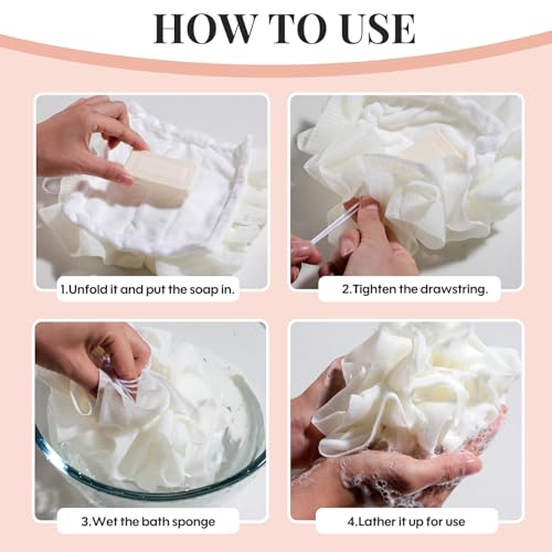 NVTED Bath Tools Set, 5 PCS Loofah Washcloth Combo 2-in-1, Suction Cup Bath Ball，Silicone Body Bath Brush with Waterproof Cosmetic Bag, for Body Wash and Smooth Skin - Image 3