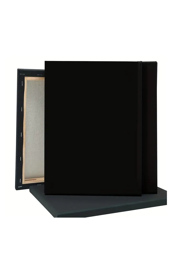 MOTARRO Canvas Black,30X40 CM 100% Cotton Primed Acid-Free Stretched Black canvas for Painting, Art Supplies for Acrylic Pouring, Oil Painting and Watercolor Paints (Pack of 2)  - Image 2