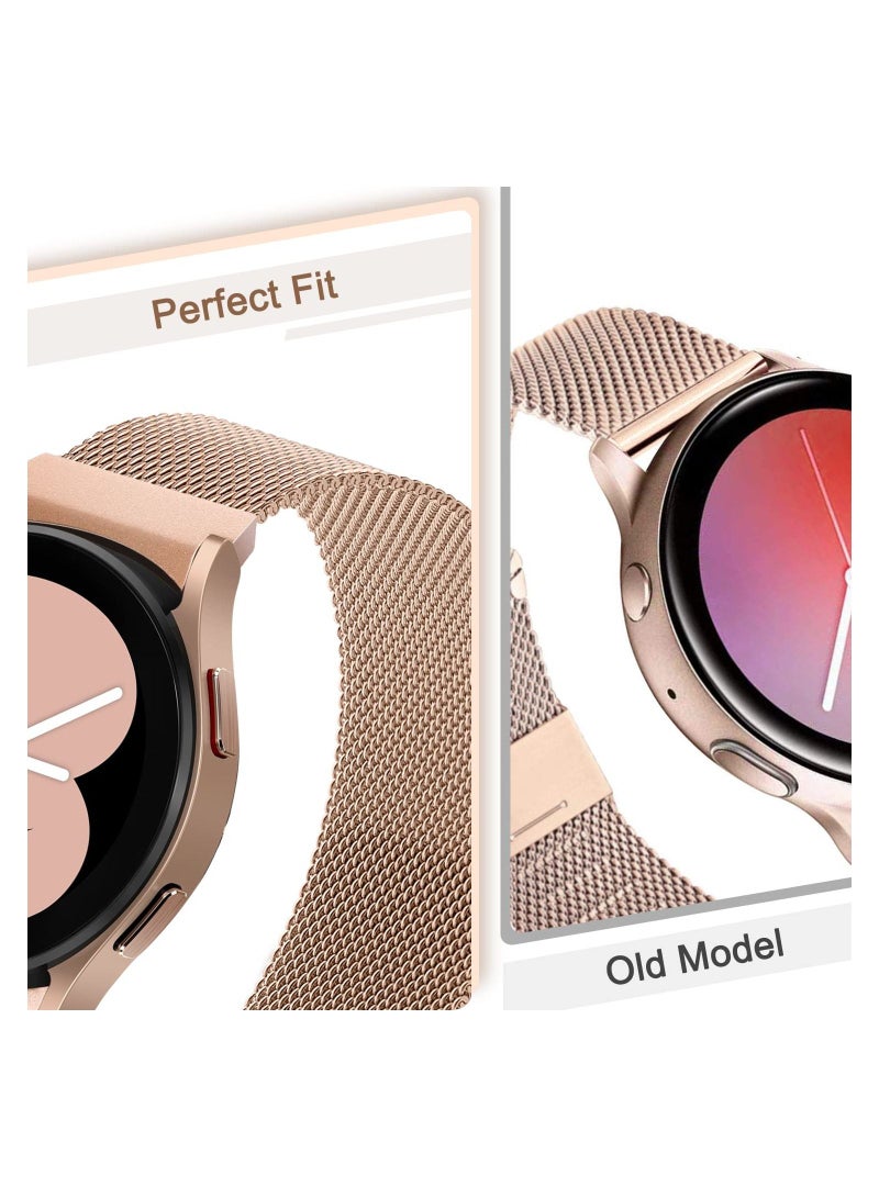 KASTWAVE 2 Packs No Gap Metal Bands Compatible with Samsung Galaxy Watch 4 Band 40mm 44mm/ for Galaxy Watch 4 Classic Band 42mm 44mm, Milanese Loop Stainless Steel Magnetic Strap for Men Women, RGold/RPink - Image 4