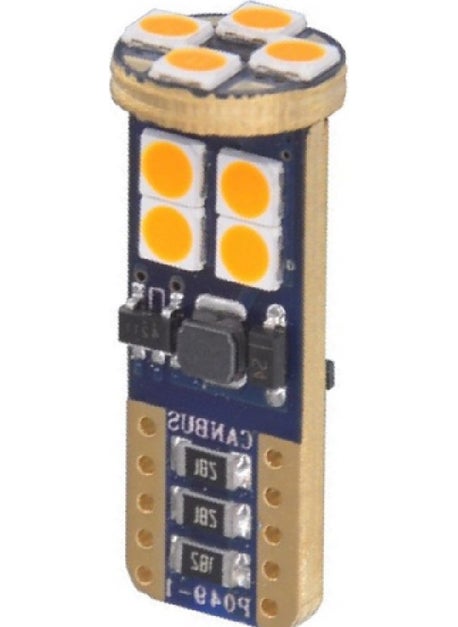Eraks T10 Orange Canbus Parking Light Bulb 12 LED - Set of 2  - Image 2