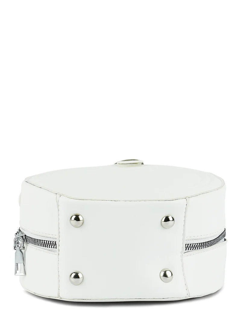 London Rag White Round Quilted Sling Bag