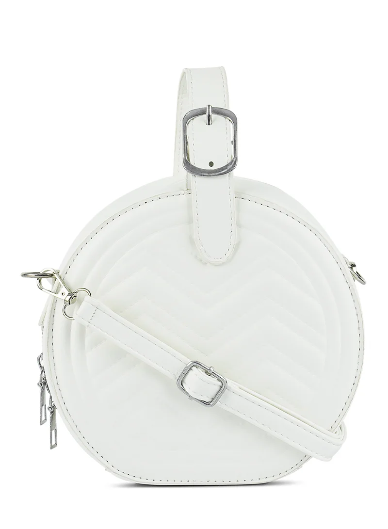 London Rag White Round Quilted Sling Bag