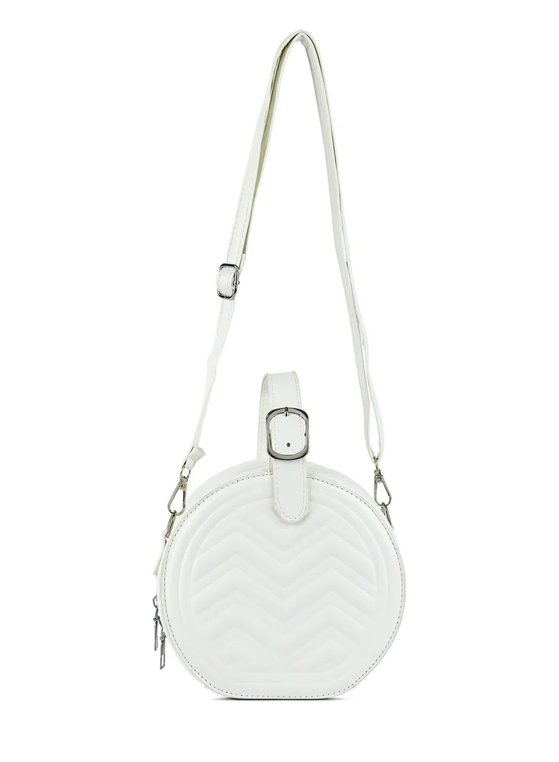London Rag White Round Quilted Sling Bag