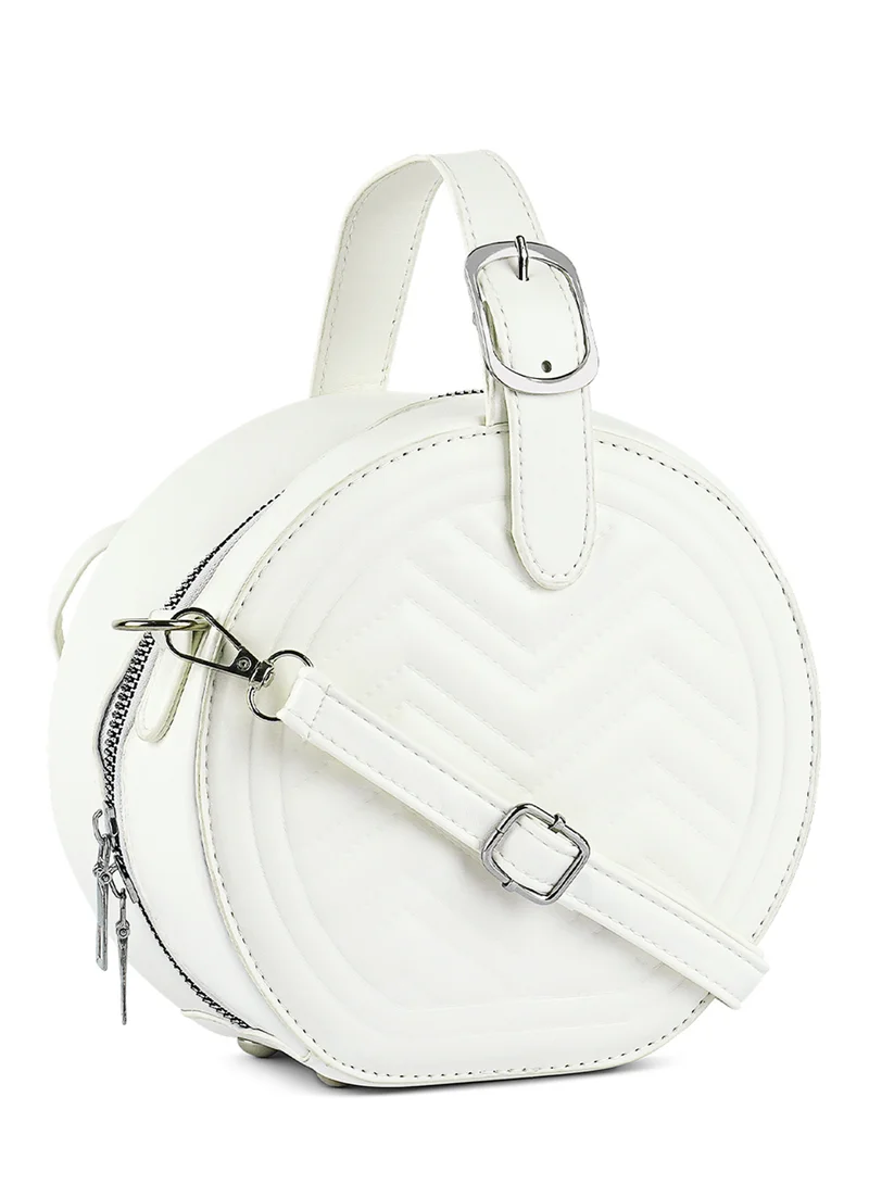 London Rag White Round Quilted Sling Bag