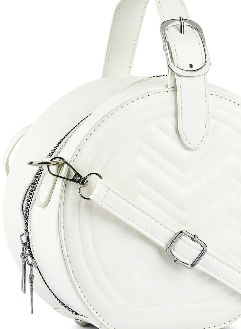 London Rag White Round Quilted Sling Bag