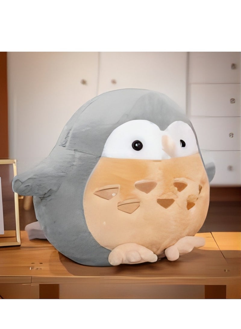 SYOSI Lifelike Gray Owl Stuffed Animals Snow Owl Plush Soft Hugging Pillow C ute Chubby Owl Plushies Toy Fluffy Gray Eagle Owl Plush Birds Dolls Gifts,14.9'Only for Age 14+ - Image 1
