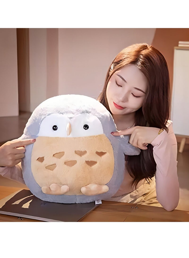SYOSI Lifelike Gray Owl Stuffed Animals Snow Owl Plush Soft Hugging Pillow C ute Chubby Owl Plushies Toy Fluffy Gray Eagle Owl Plush Birds Dolls Gifts,14.9'Only for Age 14+ - Image 3